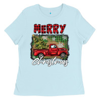 Baby Blue merry christmas truck Ladies Tee - BarkalooDesign