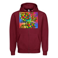 Burgundy autism puzzle piece Zipper Hoodie - CowGirlArtShop