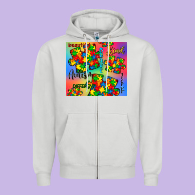 Autism Puzzle Piece Zipper Hoodie Designed By Cowgirlartshop