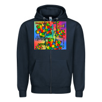 Navy autism puzzle piece Zipper Hoodie - CowGirlArtShop