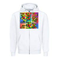 White autism puzzle piece Zipper Hoodie - CowGirlArtShop
