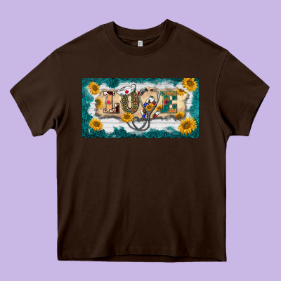 Western Love Nurse License Plate Template Heavy Core Tee Designed By Barkaloodesign