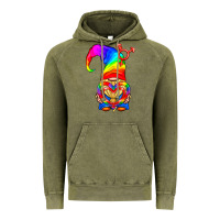 Vintage Olive LGBTQ+ Pride Gnome With Heart Balloon Vintage Hoodie - BundleAndBundleShop