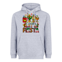 Heather Grey Let's Fiesta Mexico Coffee Cups With Cactus Heavyweight Hoodie - FaDigitalArtStudio