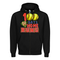 Black 100 days of home runs softball Zipper Hoodie - CowGirlArtShop