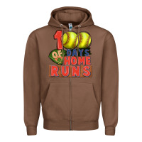 Chestnut 100 days of home runs softball Zipper Hoodie - CowGirlArtShop