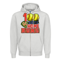 Dove Grey 100 days of home runs softball Zipper Hoodie - CowGirlArtShop