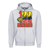 100 Days Of Home Runs Softball Zipper Hoodie | Teevron