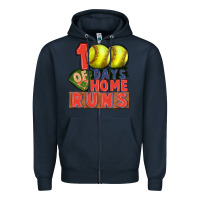 Navy 100 days of home runs softball Zipper Hoodie - CowGirlArtShop