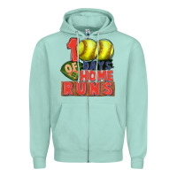 Seafoam 100 days of home runs softball Zipper Hoodie - CowGirlArtShop