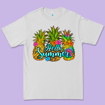 Hello Summer Pineapple Premium Tee Designed By Jasminsmagicworld