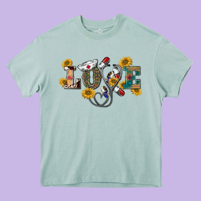 Western Love Nurse Heavy Core Tee Designed By Barkaloodesign