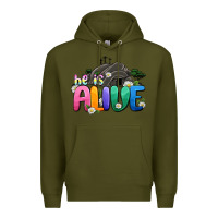 Army Green Easter Day He is alive Premium Hoodie - OliviaCreatesArt