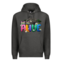 Charcoal Heather Easter Day He is alive Premium Hoodie - OliviaCreatesArt