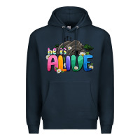 Navy Easter Day He is alive Premium Hoodie - OliviaCreatesArt