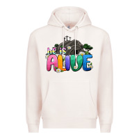 Pale Pink Easter Day He is alive Premium Hoodie - OliviaCreatesArt