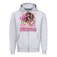 Heather Grey breast cancer survivor messy bun Zipper Hoodie - CowGirlArtShop