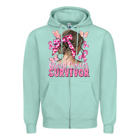 Seafoam breast cancer survivor messy bun Zipper Hoodie - CowGirlArtShop