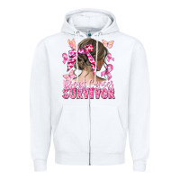 White breast cancer survivor messy bun Zipper Hoodie - CowGirlArtShop