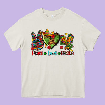 Peace Love Fiesta Ado Heavy Core Tee Designed By Adodesignshop