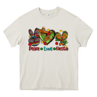 Cream peace love fiesta ado Heavy Core Tee - AdoDesignShop