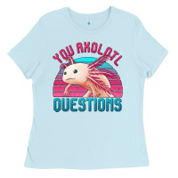 Baby Blue you axolotl questions 80's retro sunset Ladies Tee - Jasminsmagicworld