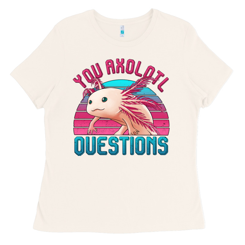 You Axolotl Questions 80's Retro Sunset Ladies Tee by Jasminsmagicworld | Teevron