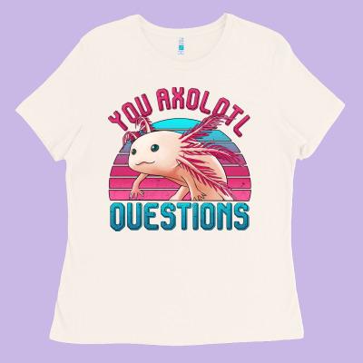 You Axolotl Questions 80's Retro Sunset Ladies Tee Designed By Jasminsmagicworld