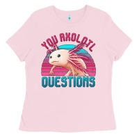 Bubblegum Pink you axolotl questions 80's retro sunset Ladies Tee - Jasminsmagicworld