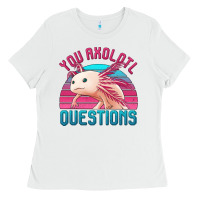 White you axolotl questions 80's retro sunset Ladies Tee - Jasminsmagicworld
