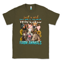 Army Green Just A Girl Who Loves Farm Animals Classic Tee - BundleAndBundleShop