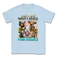 Dusty Blue Just A Girl Who Loves Farm Animals Classic Tee - BundleAndBundleShop