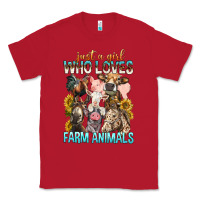 Red Just A Girl Who Loves Farm Animals Classic Tee - BundleAndBundleShop