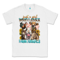 White Just A Girl Who Loves Farm Animals Classic Tee - BundleAndBundleShop
