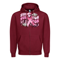 Burgundy survivor breast cancer Zipper Hoodie - CowGirlArtShop