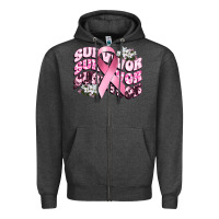 Charcoal Heather survivor breast cancer Zipper Hoodie - CowGirlArtShop