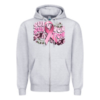 Heather Grey survivor breast cancer Zipper Hoodie - CowGirlArtShop