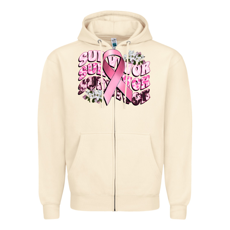 Survivor Breast Cancer Zipper Hoodie by CowGirlArtShop | Teevron