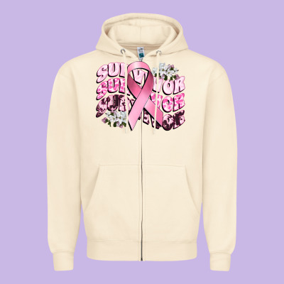 Survivor Breast Cancer Zipper Hoodie Designed By Cowgirlartshop