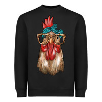Black chicken with bandana and leopard Heavyweight Sweatshirt - texasbilliewilder