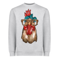 Heather Grey chicken with bandana and leopard Heavyweight Sweatshirt - texasbilliewilder