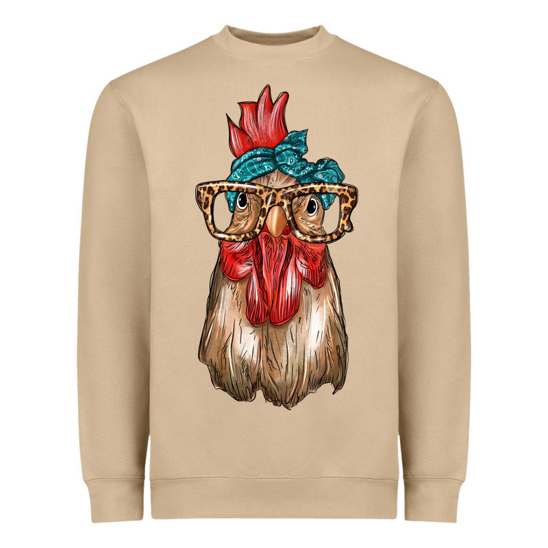Chicken With Bandana And Leopard Heavyweight Sweatshirt by texasbilliewilder | Teevron