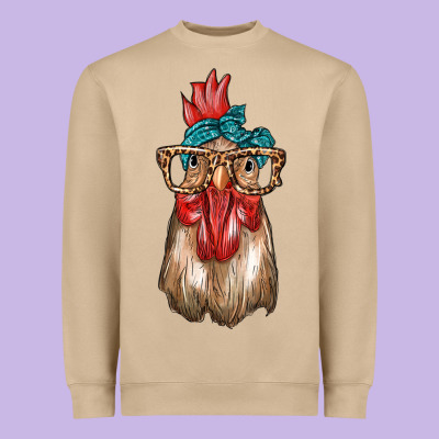 Chicken With Bandana And Leopard Heavyweight Sweatshirt Designed By Texasbilliewilder
