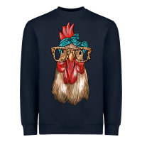 Navy chicken with bandana and leopard Heavyweight Sweatshirt - texasbilliewilder