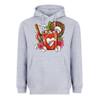 Heather Grey Baseball Coffee cup Heavyweight Hoodie - FaDigitalArtStudio