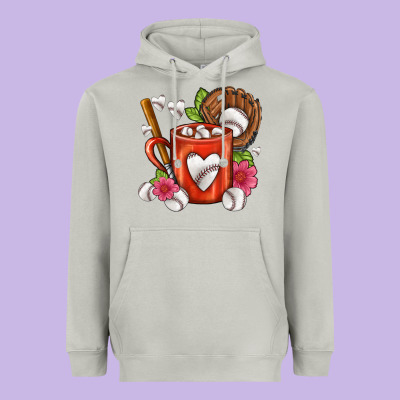 Baseball Coffee Cup Heavyweight Hoodie Designed By Fadigitalartstudio