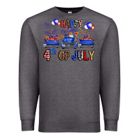 Charcoal Heather Western Truck Hello Fourth Of July America Premium Sweatshirt - FaDigitalArtStudio