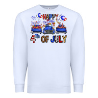 White Western Truck Hello Fourth Of July America Premium Sweatshirt - FaDigitalArtStudio