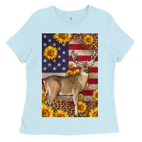 Baby Blue Western American Deer Ladies Tee - LillyAllenDesigns