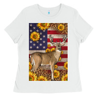 White Western American Deer Ladies Tee - LillyAllenDesigns